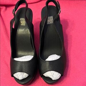 Black High Heel Slingback Sandals